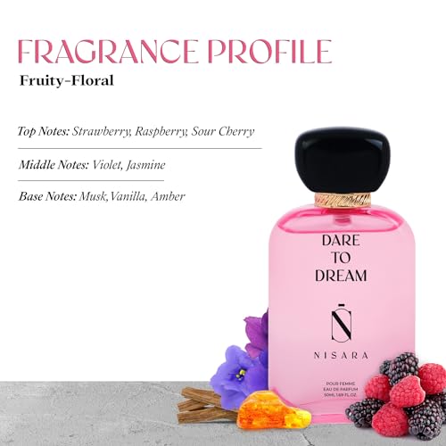Image of NISARA Dare To Dream Perfume For Women 50 Ml|Girl Long Lasting Eau De Parfum|Edp Scent Spray|Fruity Floral Fragrance|With Jasmine,Musk,Vanilla & Amber Notes|Edp Women|Premium Perfume|Perfect Gift