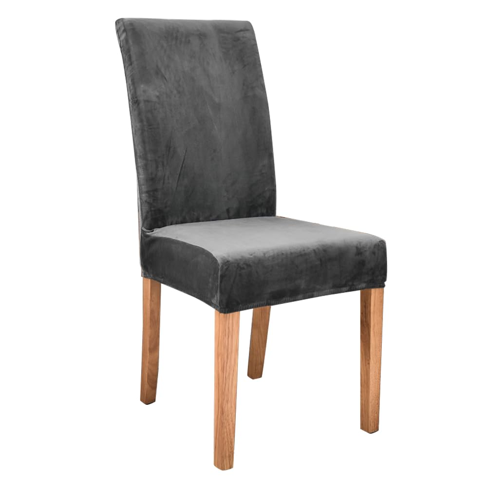 Juego de 2 fundas para sillas de comedor de terciopelo naranja, elegantes protectores de asiento de cocina con respaldo, perfectas para decoración de comedor y protección de muebles