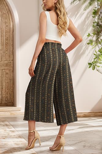 Image of IWOLLENCE Women Flowy Loose Wide Leg Pant Summer Beach Casual Trousers high Waist Adjustable Knot Business Work Casual Pants