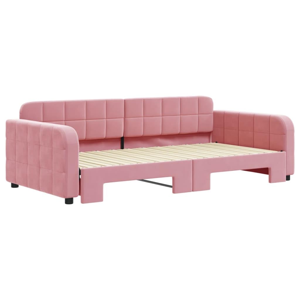 Générique Lit de Jour avec lit gigogne Rose 100x200 cm Velours,Meubles,Lits & Accessoires,Lits & Cadres de lit,3196939