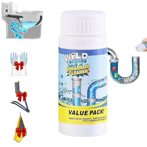 Gluckaro Limpiador de desagües, limpiador de desagües Gluckaro, limpiador de desagües, limpiador de tuberías de alta eficacia con espuma activa, potente desatascador para inodoro, cocina, baño y ducha