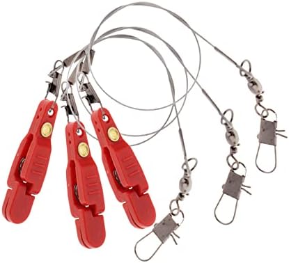 Uncedaran 3pcs Padded Release Clips Fishing Quick Release Clips with Steel Fishing Line Downrigger Release Clips (Red)