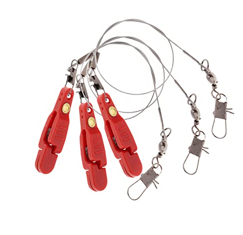Uncedaran 3pcs Padded Release Clips Fishing Quick Release Clips with Steel Fishing Line Downrigger Release Clips (Red)
