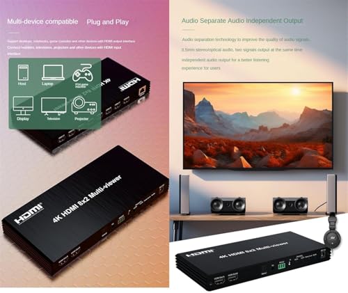 Image of 4K 60Hz 8x2 HDMI Multi-viewer 8 in 2 Out Multiviewer HDMI Quad Screen 4x1 6x1 8x1 Seamless Switcher 8 Channel Video Multiplexer (HDMI 8x2 Multi-Viewer)