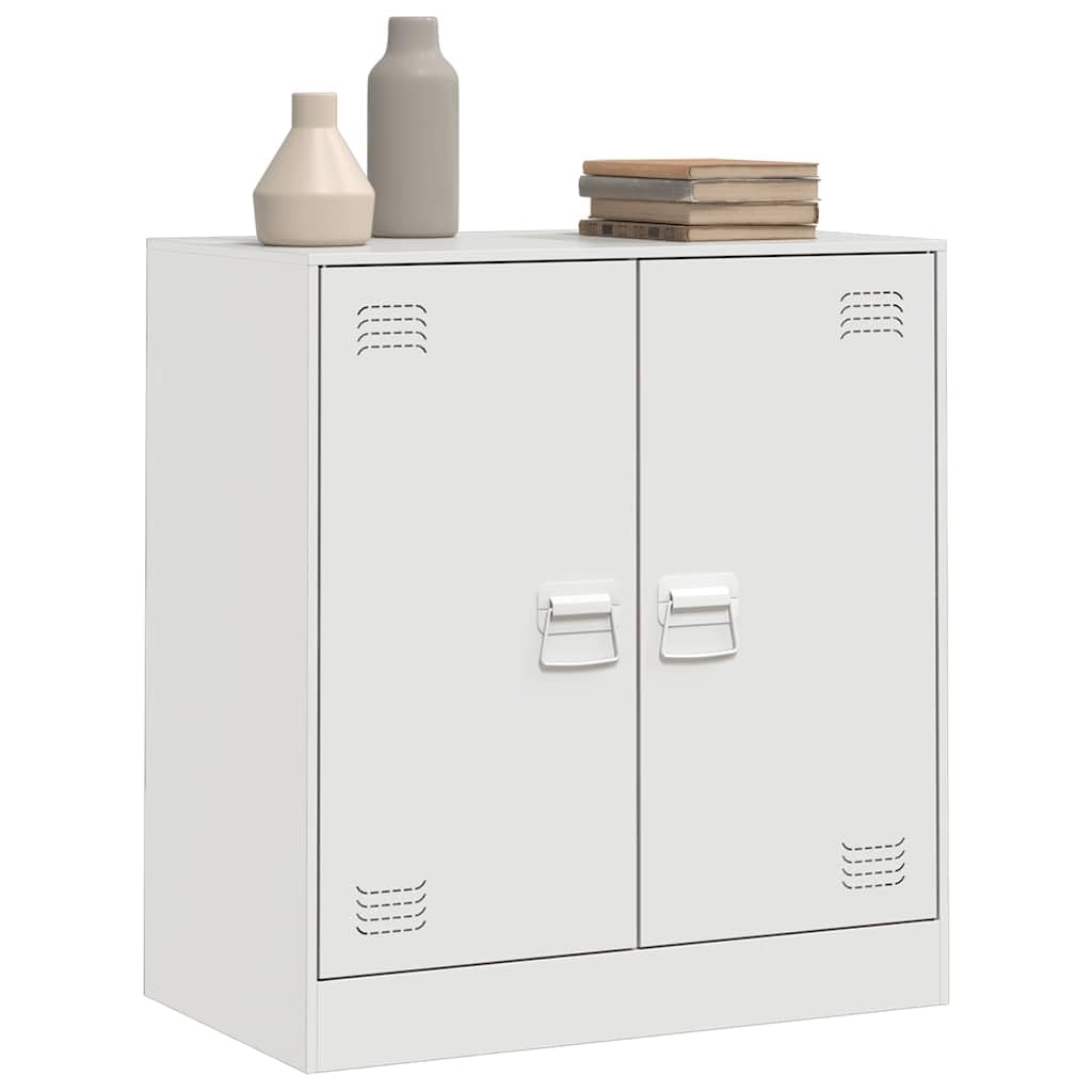 Credenza bianca, 67 x 39 x 73 cm, in metallo, con 2 ante