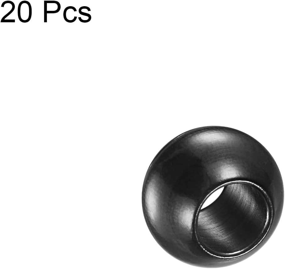 HARFINGTON 20pcs Beads 10mm Stainless Steel 5mm Hole Dia Bead for DIY Crafts, Black - Image 3