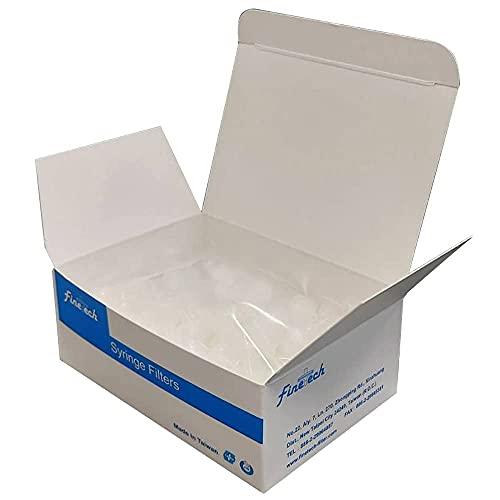 Image of Hydrophobic PTFE Syringe Filters 13mm Diameter 0.22μm Pore Size for Laboratory Filtration by Finetech (Pack of 100) Made in Taiwan (PTFE Hydrophobic 13mm 0.22um, 100)