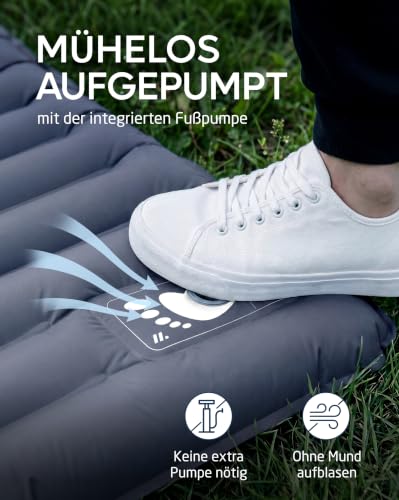 NORDMUT® Isomatte Ultraleicht [mit Reparaturset] - Aufblasbare Luftmatratze Camping kleines Packmaß - Camping Matratze Wetterfest für… – Ansicht 5