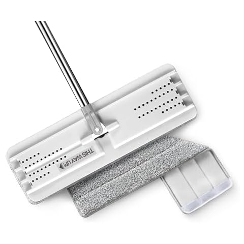 JOYMOOP Flat Mop, Microfiber Mop for Floor Cleaning and Wall Cleaner, 50" Mop Handle with Flexible 13" Flat Head with a Microfiber Mop Pad - White Cover