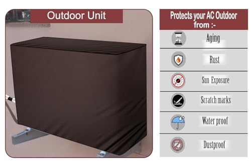 Image of The Furnishing Tree Split AC cover for indoor and outdoor unit of 2 ton waterproof and dustproof Brown Check and floral pattern