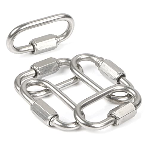 FEEIMOL Edelstahl Kettenglied Karabiner M10 Schraubverbinder Kettenverbinder Karabinerhaken Rapid-Glied Schraubkarabiner für Zuhause Klettern Camping Wandern Reisen