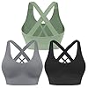 Evercute Sports Bra for Women Padded Medium Support Criss Cross Strappy Bras Seamless High Impact Yoga Exercise Athletic Bras