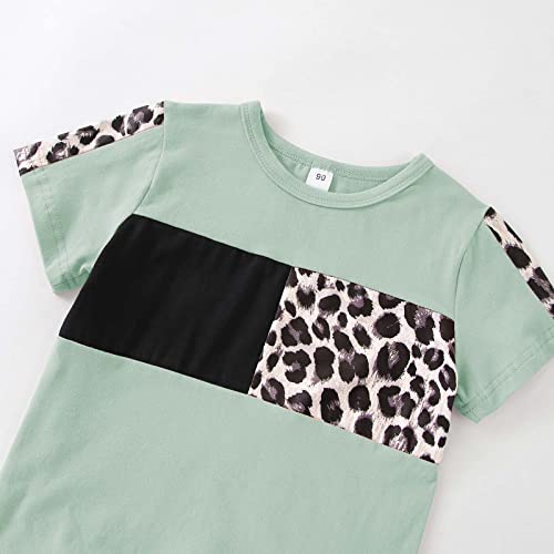Image of FOCUTEBB Toddler Girl Clothes Baby Leopard T-Shirt Shorts Summer Set 18M-8Y