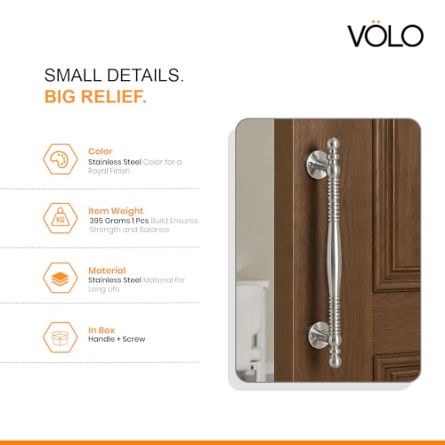 Image of VOLO Main Door Pull Push Handle | Door Handle for Home Office | Interior Exterior Door Hardware Pull Handle | (Pack of 1 Piece, Silver Satin, 12 Inch (300MM))