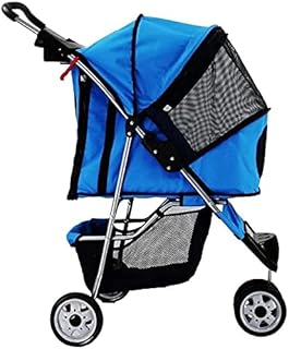 Carrinho de passeio para cães Carrinho de passeio Carrinho de cachorro para cães/gatos médios Carrinho de bebê para cachorro de luxo Carrinho de passeio para animais de estimação com cesta de armazenamento grande fácil de dobrar (azul)