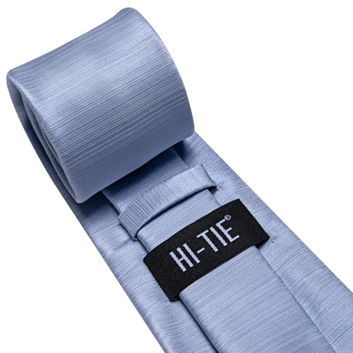 Image of Hi-Tie Men Silk Ties Set with Flower Lapel Pin Necktie Pocket Square Cufflinks for Tuxedo Wedding Business