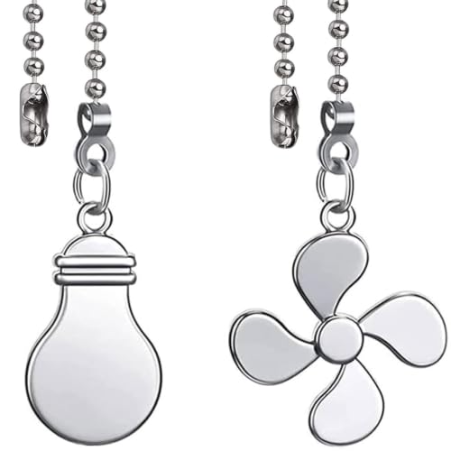 Ceiling Fan Pull Chain Set,12" Fan Light Extension Ornament Extender,Nickel