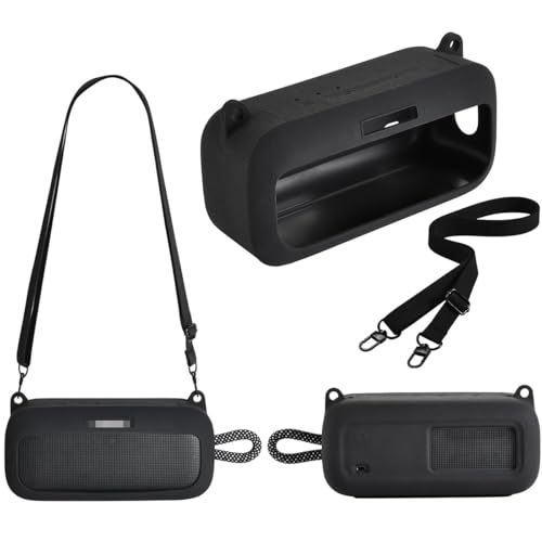 Taoricen Housse en Silicone pour Bose SoundLink Plus Haut-Parleur, Étui de Protection avec Sangle Réglable (Noir)