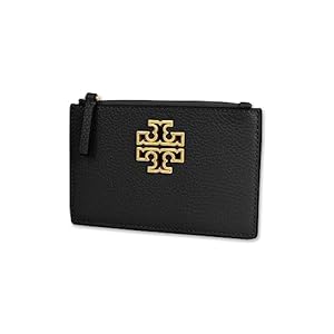 Tory Burch Womens 141006 Pebbled Leather Britten Zip Card Case Wallet, (001 Black)