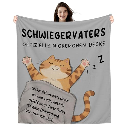 Amorea Schwiegervaters offizielle Nickerchen-Decke Lustige Decke für den Schwiegervater Geburtstag Vatertag Kuscheldecke Geschenk(Schwiegervater-b)