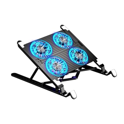 Almohadilla de enfriamiento para portátil: silicona PC PP, almohadilla de enfriamiento delgada, ventiladores dobles o cuatro | Silencioso, altura ajustable, carga tipo C para computadoras portátiles