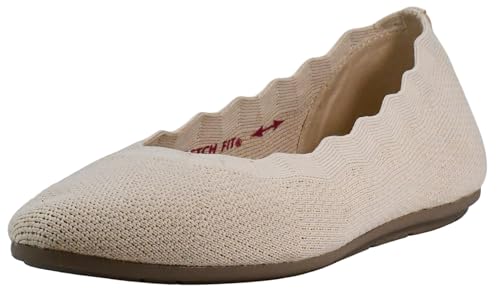 Image of Skechers Womens Cleo 2.0 - Love Spell Scalloped Knit Skimmer Flats with Air-Cooled Memory Foam