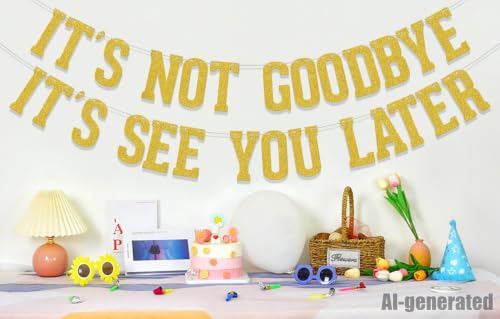 Image of It's Not Goodbye It's See You Later Banner, Going Away Graduation Party Decorations, We Will Miss You Retirement Party Supplies, Who Said You Could Leave Goodbye Party Sign Gold Double-Sided