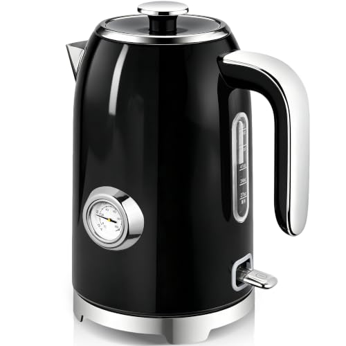 SUSTEAS 57oz Electric Kettle with Thermometer, Hot Water Pot, Black