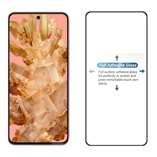 Image of POPIO Cellphone Tempered Glass Screen Protector Compatible For Google Pixel 8 (Black) With Edge To Edge Coverage And Easy Installation Kit