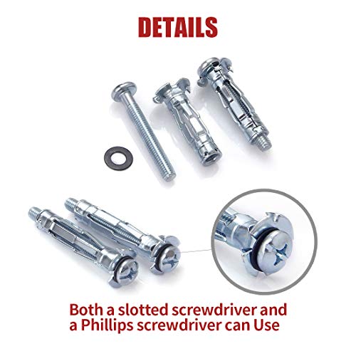image for Hilitchi 42-Pcs [6-Sizes] Metal Zinc Plated Steel Hollow Wall Anchors 