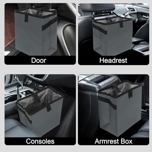 Image of Homelove Car Trash Can, Leak-Proof Waterproof Trash Bin Collapsible Portable Auto Garbage Bag Large Capacity Trashcan Storage Bag Multipurpose Car Organizer Hanging (Gray)
