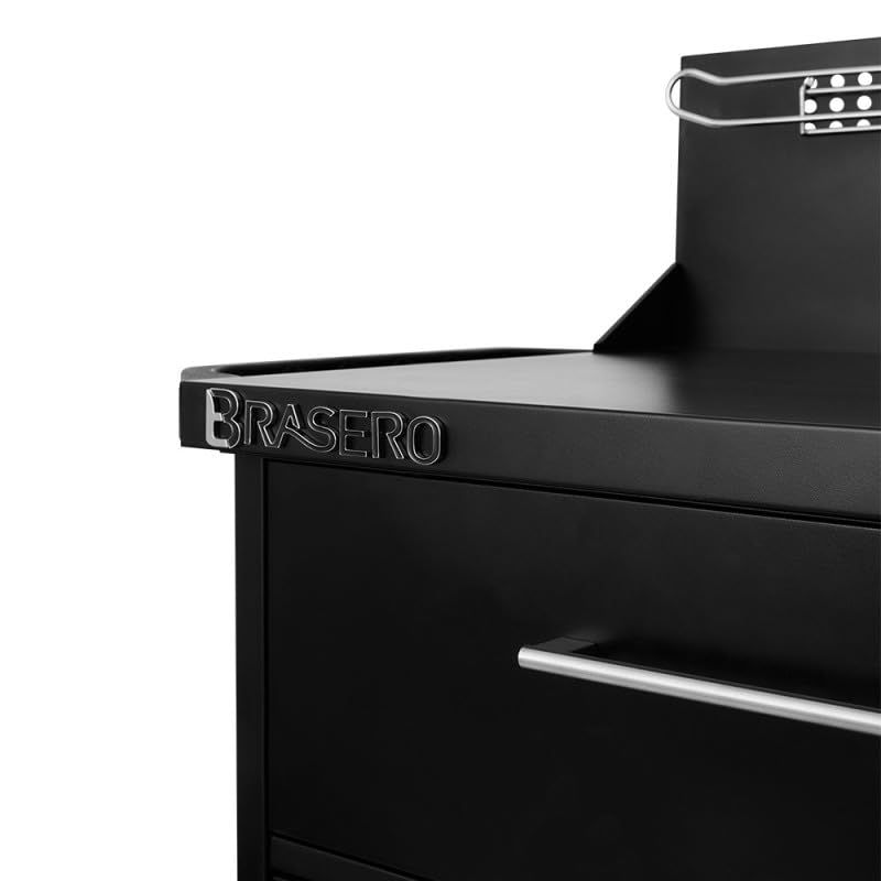 BRASERO by FAVEX – Station Pro Cuisine d'extérieur pour plancha 2 à 3 Feux – Évier INOX intégré – Planche à découper – 155 x 55 x 113 cm