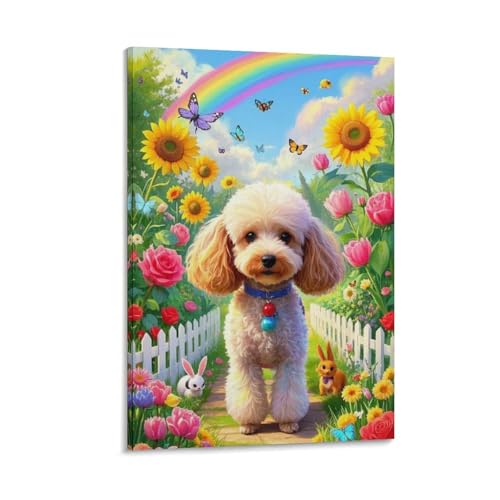 Caniche murale affiche decoration peinture toile 30x45 cm pour maison chambre