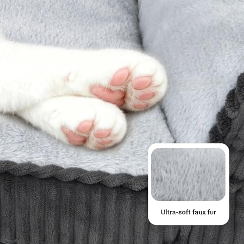ZAKAPAWS Cat Couch for Puppy, Kitten, and Small Pets - Soft Faux Rabbit Fur Pet Sofa with Washable Removable Cover, Non-Slip Fuzzy Plush Cushion, 36"x27"x11" — view 3