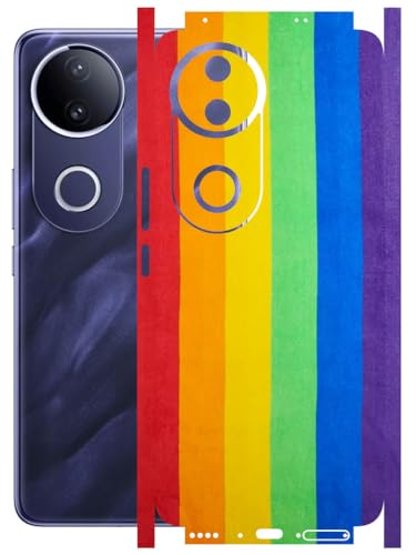 Image of AtOdds - Full Body Back Screen Guard Protector Film - Lamination Wrap Skin Sticker Compatible with VIVO T4R (5G) | Scratchproof Matte Finish (Design - Rainbow)