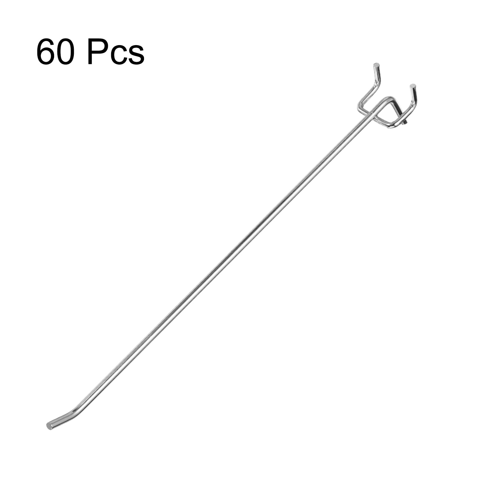 QUARKZMAN 60 Piezas Ganchos De Tablero Perforado 10" Ganchos De Acero Inoxidable Para Exhibición Colgantes Organizadores De Pared Para Herramientas De Taller Garaje Cocina Tienda Plata