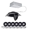 POPANU Gimbal LED Recessed Light - 4 Inch Black 9W 360° Rotation Directional Adjustable Eyeball Sloped Ceiling Recessed Lighting 4 inch Light Wafer Soffit Indoor Spotlight Canless Black 4 inch 6 Pack