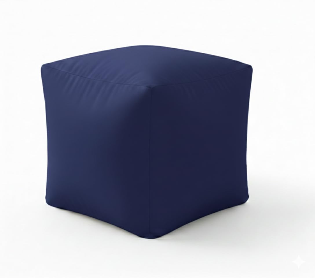BeanLazy Navy Blue Cube Bean Bag Ottoman - 45cm Square Footstool & Extra Seating - Soft Fabric Pouffe for Living Room, Bedroom & Office - Pre-Filled & Lightweight - Navy โ image 1