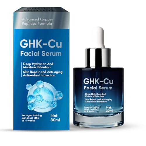 GHK-Cu Peptide Serum for Face, Copper Peptides Anti-Aging Serum - Firming, Wrinkle Reduction & Collagen Boosting with Hyaluronic Acid for Skin Repair & Hydration