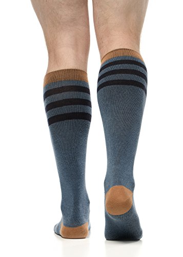 VIM & VIGR Cotton 15-20 mmHg Graduated Compression Socks for Women & Men (Evening & Camel Rugby Stripe, Small) - Thumbnail 2