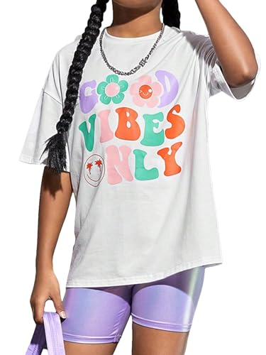 Image of Flower Girl Shirt Graphic Tees Cute Preppy Shirts Kids Letter Print T Shirt Fun Summer Cotton Youth Soft Tops