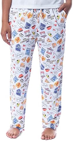 Gilmore Girls Womens' Icons Toss Print Luke's Diner Stars Hollow Pajama Pants (L) White
