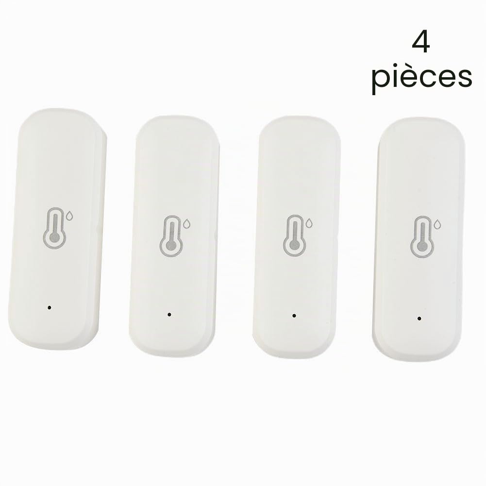 pour Tuya Lot de 4 thermomètres hygromètres WiFi pour intérieur ou extérieur - Sans fil Contrôle de la température et de l'humidité avec alerte d'application à distance