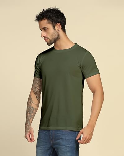 Image of VastraVibes Cotton Regular Fit T-Shirt Round Neck Casual Mens Plain Tshirt