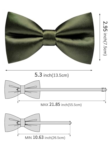 Image of Solid Color Bow Ties for Men Silk Pre-tied Tuxedo Bowtie Set 4PCS | Pre-tied in 3 seconds,adjustable 4PCS bow tie and pocket square cufflinks lapel pin set,wedding,formal,party,prom,graduation