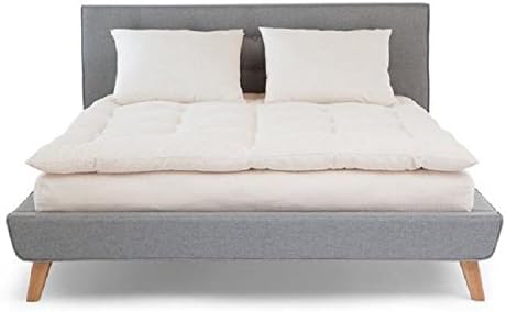 90 X 90 White Lotus Home Organic Cotton Mattress Topper with 100% Organic Twill Outer Case, Off White