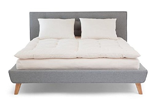 White Lotus Home Organic Cotton Mattress Topper with 100 Organic Twill Outer Case King Off White