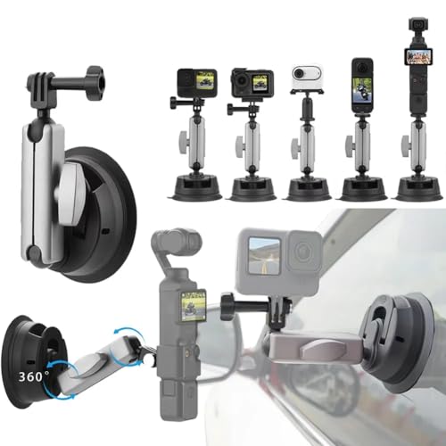 Image of yantralay Aluminium Car Suction Mount 360 Rotatable for Insta 360 X5 /X4 /X3 /X2, Ace Pro,ONE R /RS, Hero 13 12 11 10 9 8 7, DJI Osmo Action Series & All Other Action Camera Accessories