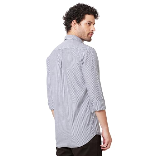 Image of KENNETH COLE New York Mens Slim Fit Cotton Spread Collar Long Sleeve Patch Pocket at Chest Casual Shirt