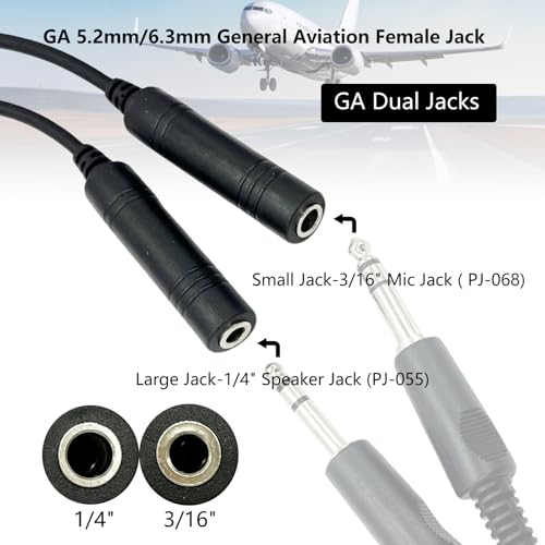 Adaptador de auriculares GA a helicóptero U174 doble plug miniatura 2